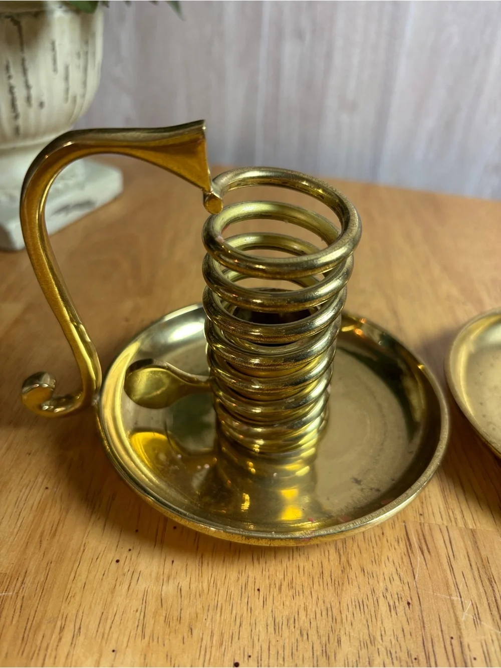 PartyLite Retired Brass Chamberstick Candle Holders Set of 2 Spiral Taper